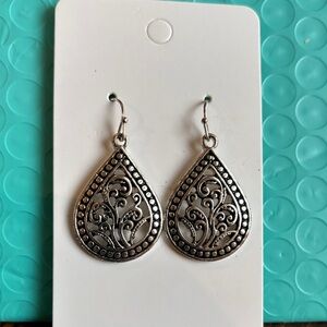 Elegant Silvertone Teardrop Earrings